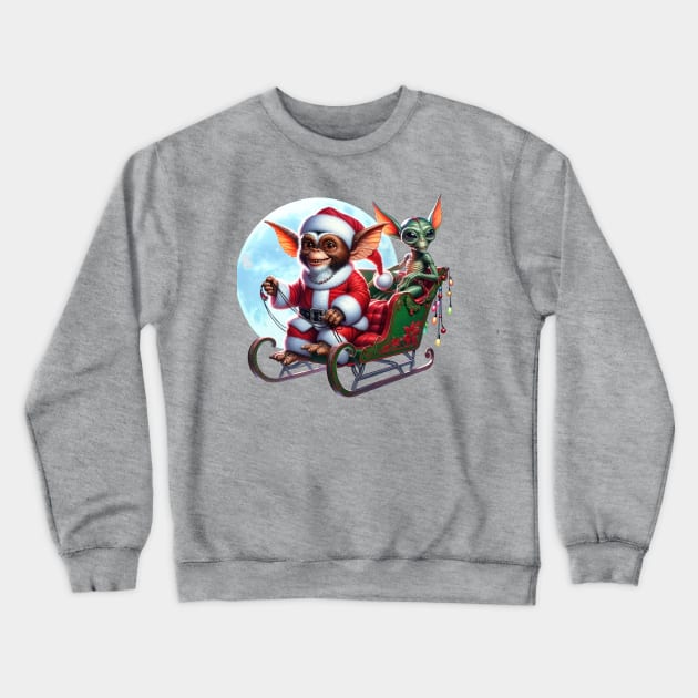 Christmas Gremlin and Alien Crewneck Sweatshirt by TooplesArt